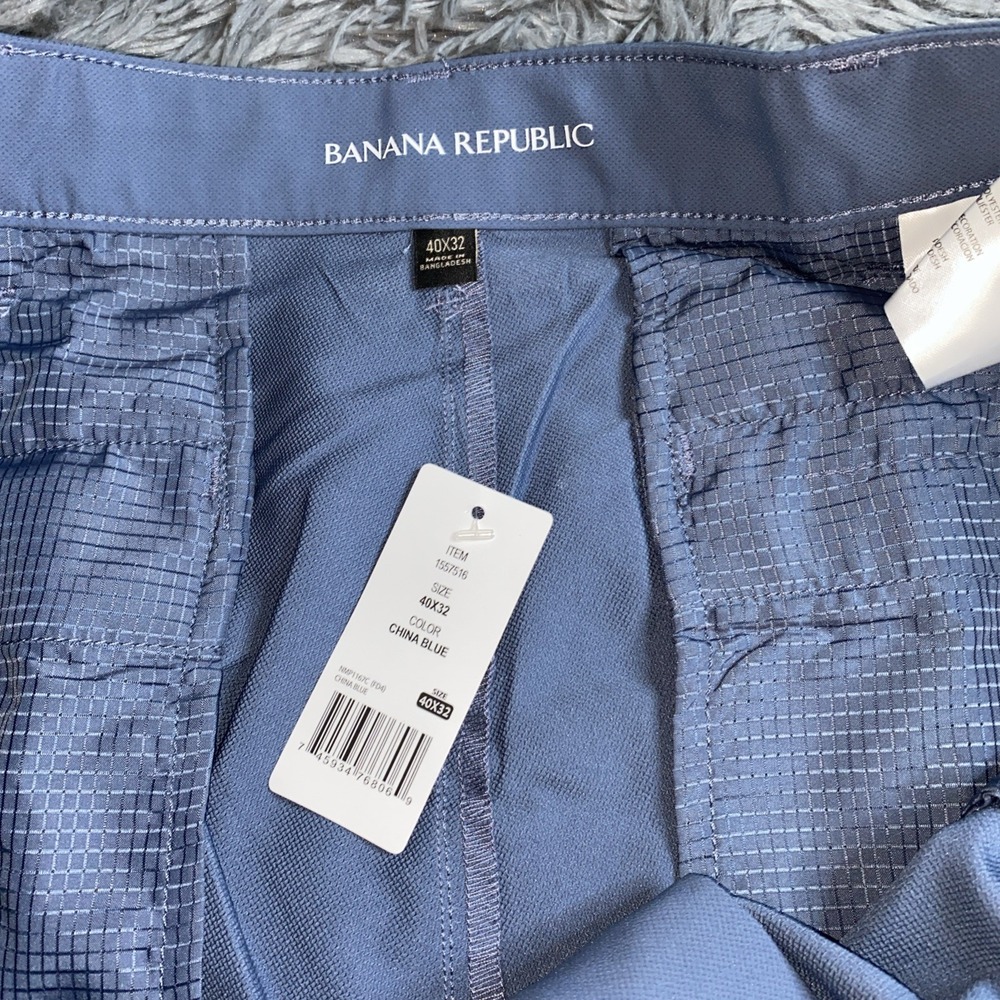 Banana Republic Men's 40x32 Flat Front Pant China Blue 100% Polyester - Picture 6 of 9